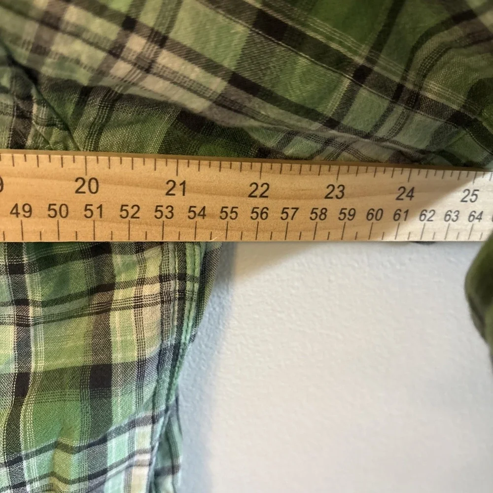 The North Face Mens Green Plaid Short Sleeve Button Up Shirt Large Cotton